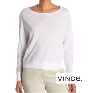 Light Vince boatneck long sleeve slub T. Sz S. EUC